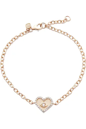 Sydney Evan 14kt yellow heart evil eye charm bracelet
