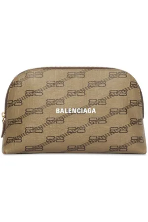 Balenciaga BB-monogram terry-cloth Makeup Bag - Black