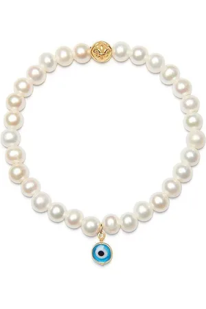 Nialaya Evil eye-charm pearl bracelet