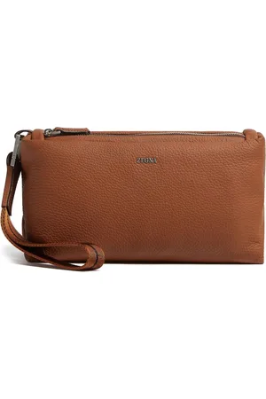 Ermenegildo Zegna Logo-plaque leather clutch bag