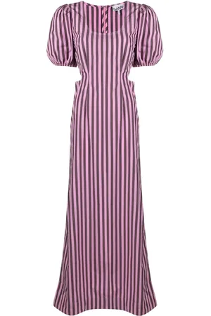 Ganni Striped cut-out organic cotton dress
