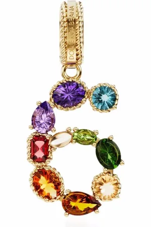 Dolce & Gabbana 18kt yellow number 6 gemstone pendant