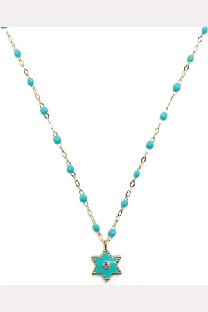 GIGI CLOZEAU 18kt gold ??toile diamond and turquoise necklace