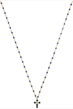 GIGI CLOZEAU 18kt yellow gold lapis lazuli and diamond necklace