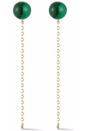 Mateo 14kt yellow malachite stud chain drop earrings