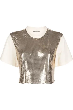 Paco rabanne Chainmail-panel cropped T-shirt