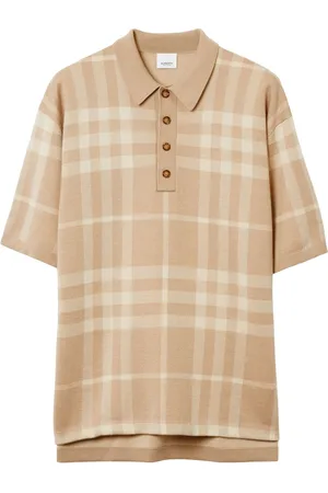 Monogram Wool Silk Blend Polo Shirt in Camel - Women