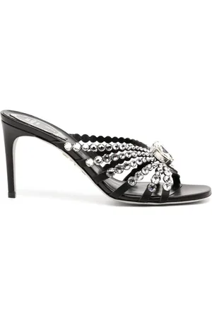 RENE CAOVILLA 90mm crystal-embellished leather mules