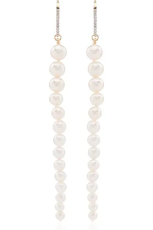 Mateo 14Kt gold pearl and diamond drop earrings