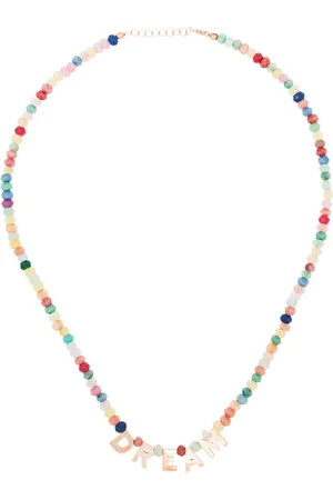 Roxanne First 14kt rose gold jade letter charm necklace