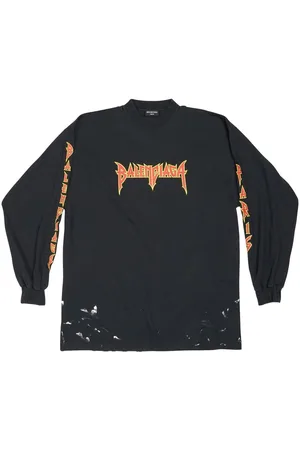 Balenciaga Oversized Embroidered Cotton-jersey T-shirt - Black  Balenciaga  clothing, Long sleeve tshirt men, Balenciaga skirt