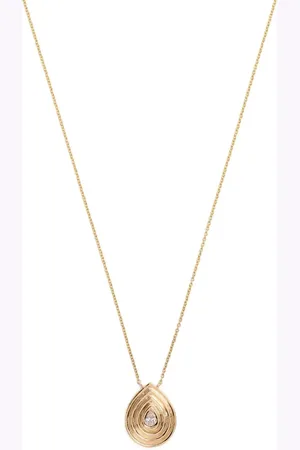 Dana Rebecca Designs 14kt yellow Nana Bernice Groove Teardrop diamond necklace