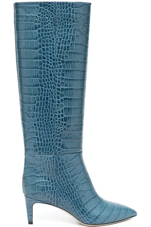 PARIS TEXAS Pointed-toe 60mm crocodile-effect leather boots