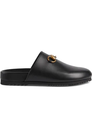 Black Leather Thong Sandal With Double G | GUCCI® US