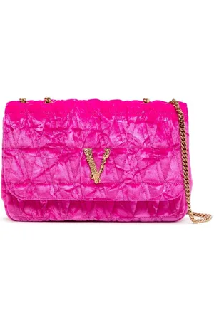 Virtus Mini Velvet Shoulder Bag in Pink - Versace