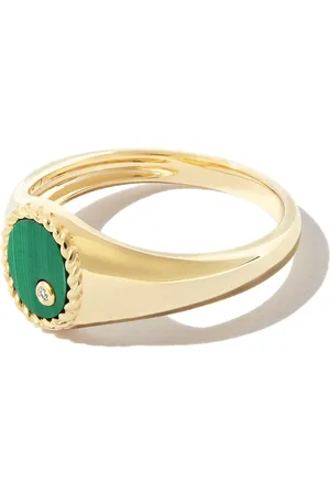 YVONNE LÉON 9kt yellow malachite signet ring
