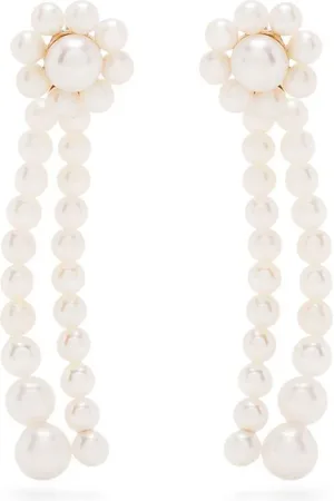 SOPHIE BILLE BRAHE 14kt yellow gold pearl Promenade de Fleur earrings