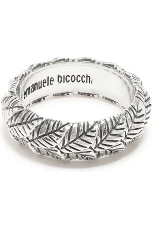 EMANUELE BICOCCHI Engraved-leaves embellished ring