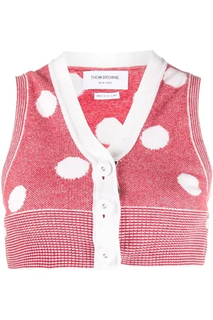 Thom Browne Polka-dot jacquard cropped cashmere vest