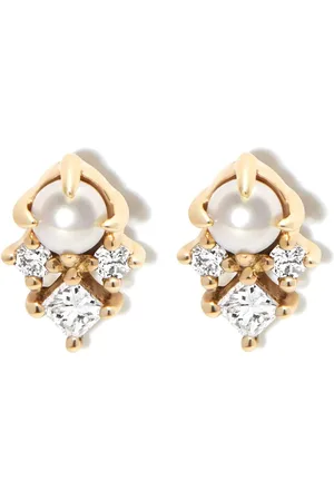 Mateo 14kt yellow The Little Things diamond pearl stud earrings