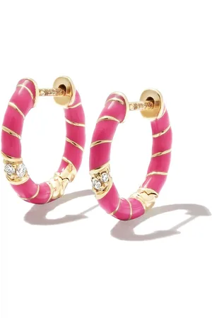 YVONNE LÉON 9kt yellow Twist enamel hoop earrings