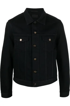 Lanvin Button-up Monogram Denim Jacket in Black for Men