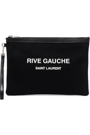 Saint Laurent Rive Gauche Logo-print Herringbone-twill Tote Bag in Natural  for Men