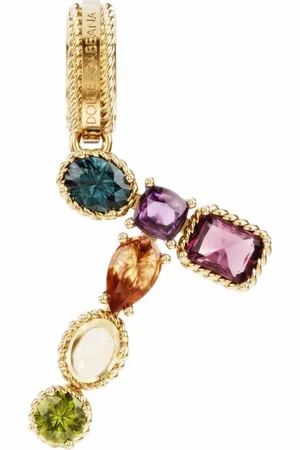 Dolce & Gabbana Rainbow Alphabet T 18kt yellow multi-stone pendant