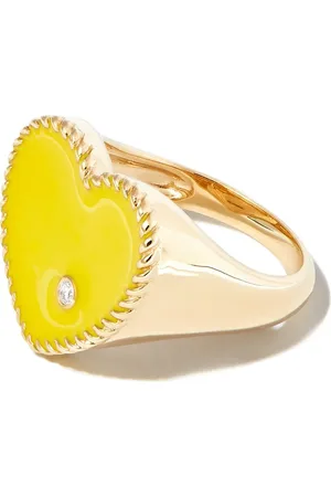 YVONNE LÉON 9kt yellow enamel and diamond signet ring