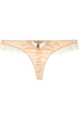 Kiki de Montparnasse Lace Inset silk charmeuse thong