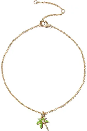 YVONNE LÉON 9kt yellow palm tree diamond charm anklet