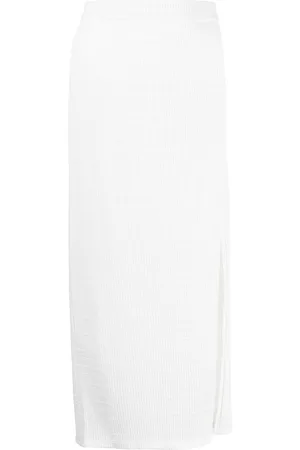 GOODIOUS Ribbed side-slit maxi skirt