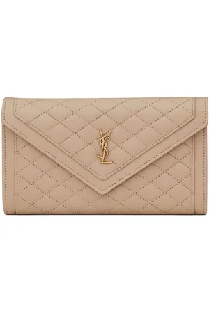 YVES SAINT LAURENT Gaby Small Envelope Quilted Leather Wallet Black