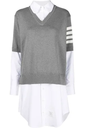 Thom Browne Stripe-detail poplin dress