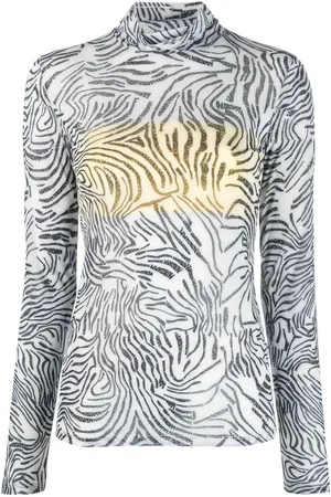 Patrizia Pepe Zebra-print roll-neck T-shirt