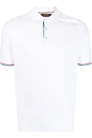 MOORER Piqué stripe-trim polo shirt