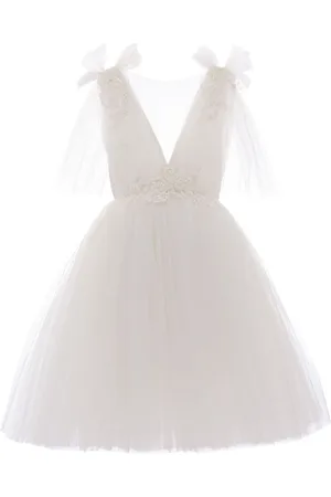 White Aspen Tulle Bow Dress 