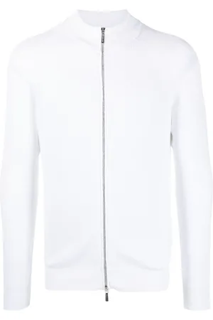MOORER Zip-up ribbed-knit jumper