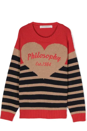 PHILOSOPHY DI LORENZO SERAFINI Logo-embroidered striped jumper