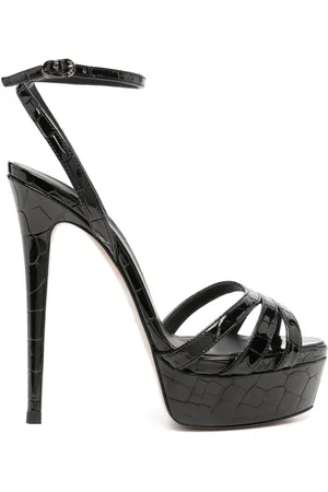 LE SILLA Lola 140mm embossed-crocodile sandals