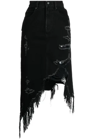 JNBY Asymmetric ripped denim skirt