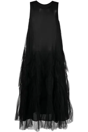 JNBY Tulle-overlay midi dress
