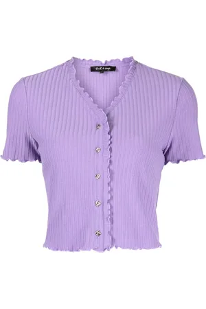 tout a coup Ribbed-knit ruffled-detail cardigan