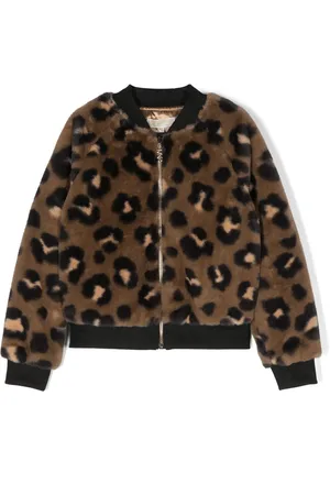 Michael Kors Animal-print fleece-textured bomber jacket