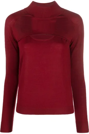 Patrizia Pepe Long-sleeved cut-out wool T-shirt