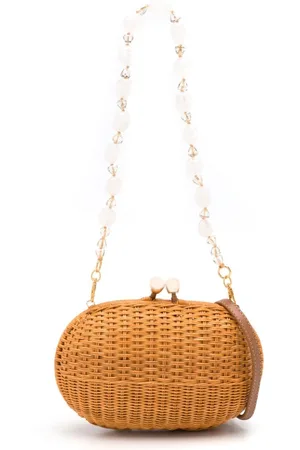 SERPUI Olivine woven-wicker clutch bag