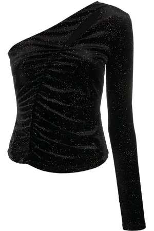 Patrizia Pepe Glitter-detail asymmetric velvet top