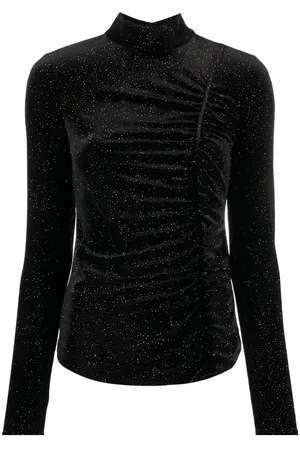 Patrizia Pepe Glitter-detail cut-out velvet T-shirt