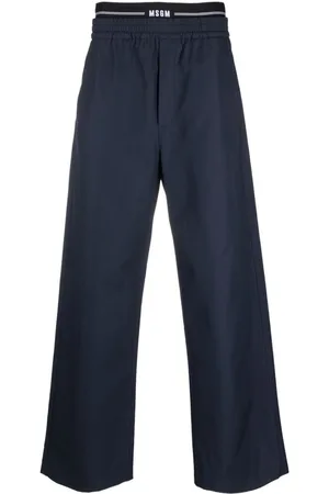Msgm Logo-waistband straight-leg trousers