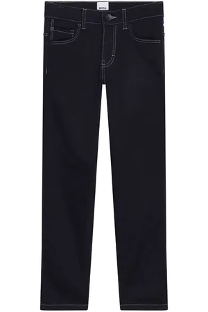 HUGO BOSS Logo-patch contrast-stitching jeans
